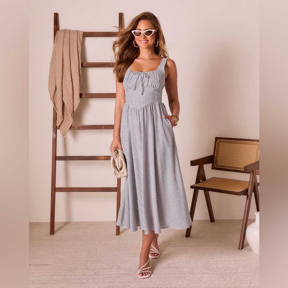 Genelle Striped Corset Midi Dress